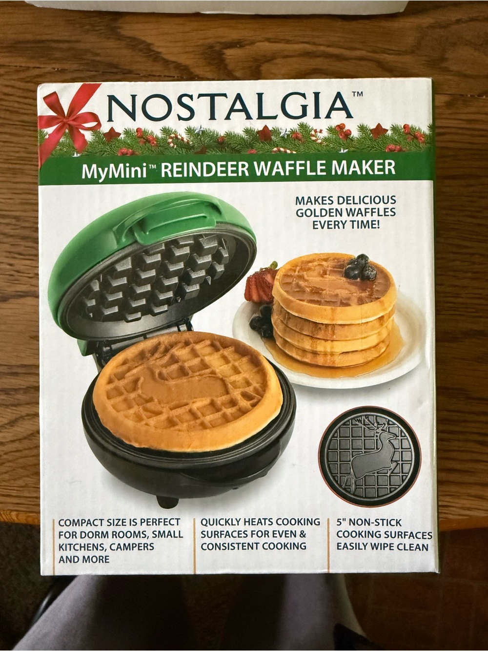Nostalgia Green and Black MyMini Reindeer Waffle Maker